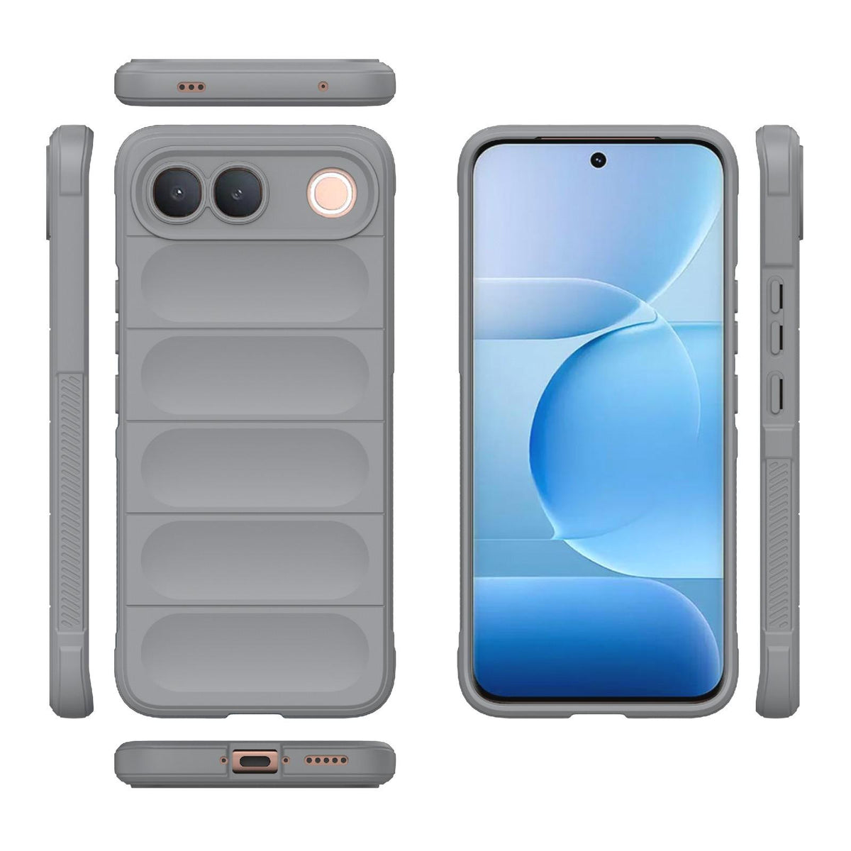 For vivo S2 5G Global Magic Shield TPU + Flannel Phone Case - Grey - EDA004636956C