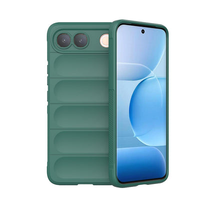 For vivo S2 5G Global Magic Shield TPU + Flannel Phone Case - Dark Green - EDA004636956D