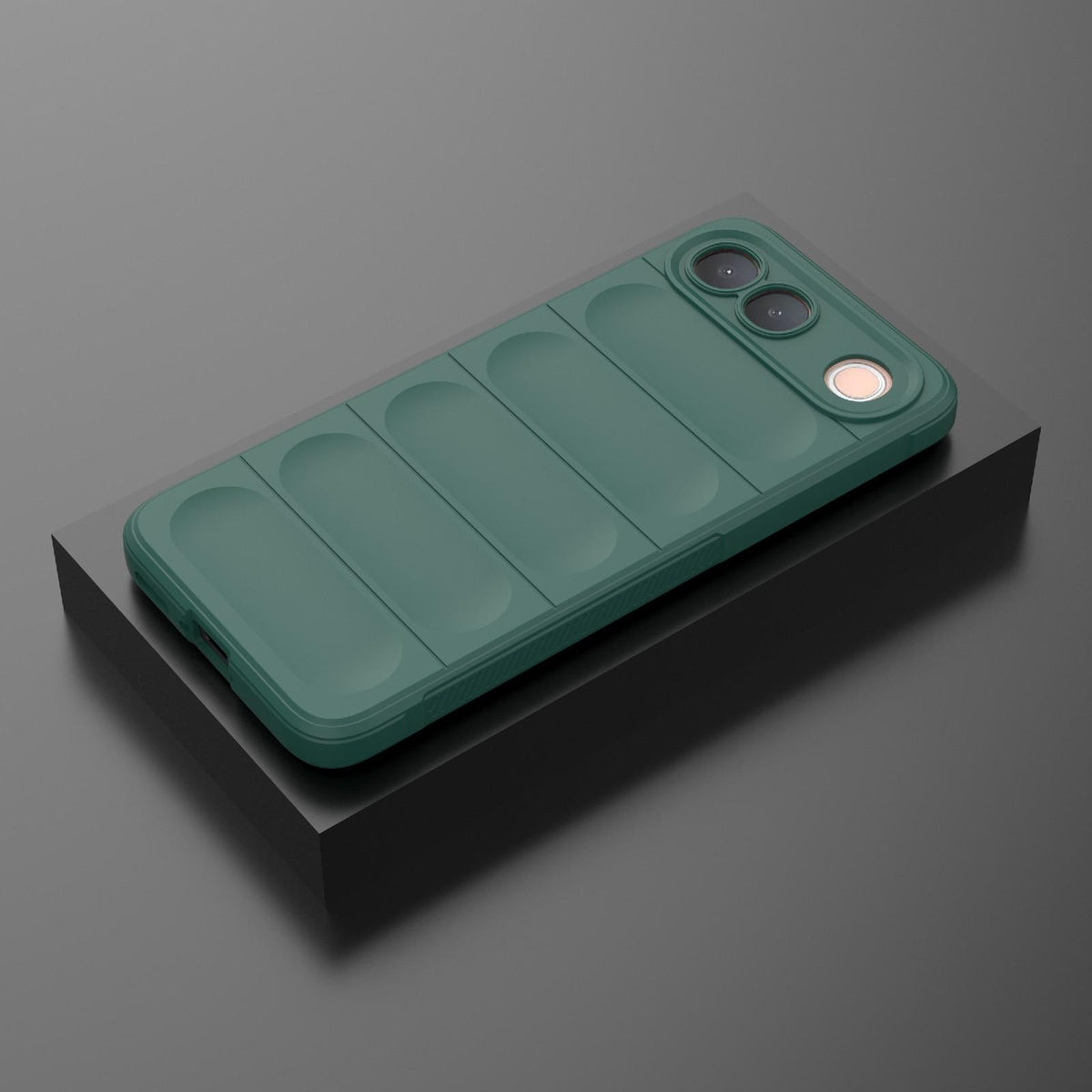 For vivo S2 5G Global Magic Shield TPU + Flannel Phone Case - Dark Green - EDA004636956D