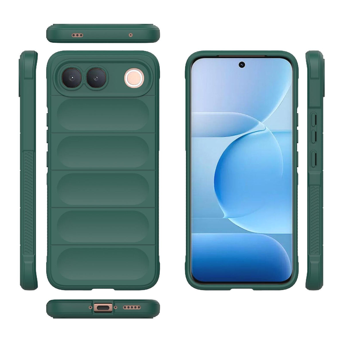 For vivo S2 5G Global Magic Shield TPU + Flannel Phone Case - Dark Green - EDA004636956D