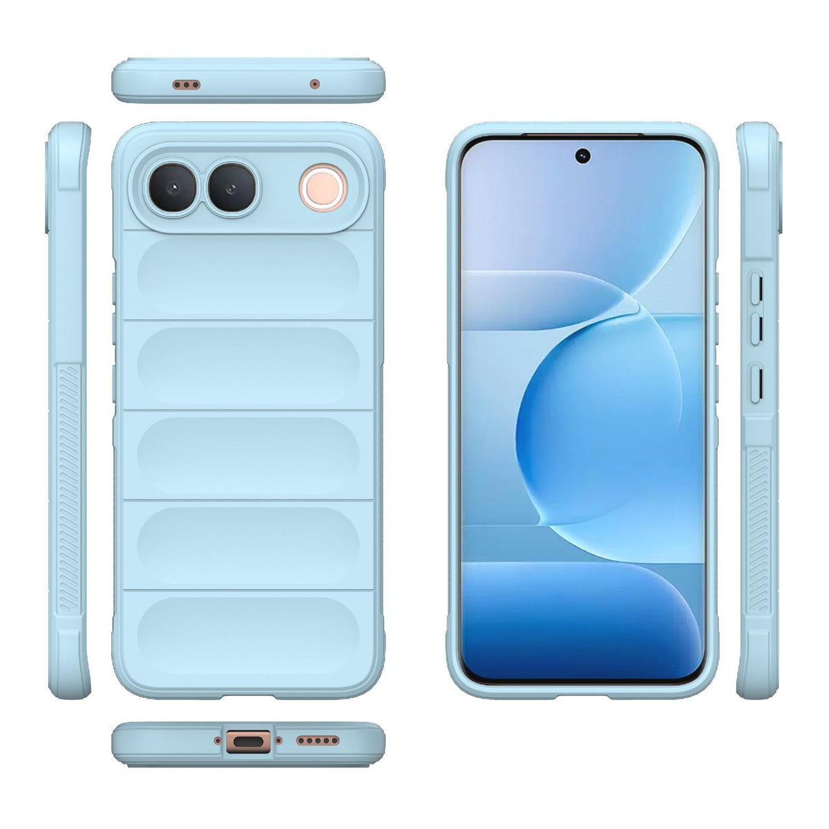 For vivo S2 5G Global Magic Shield TPU + Flannel Phone Case - Light Blue - EDA004636956F