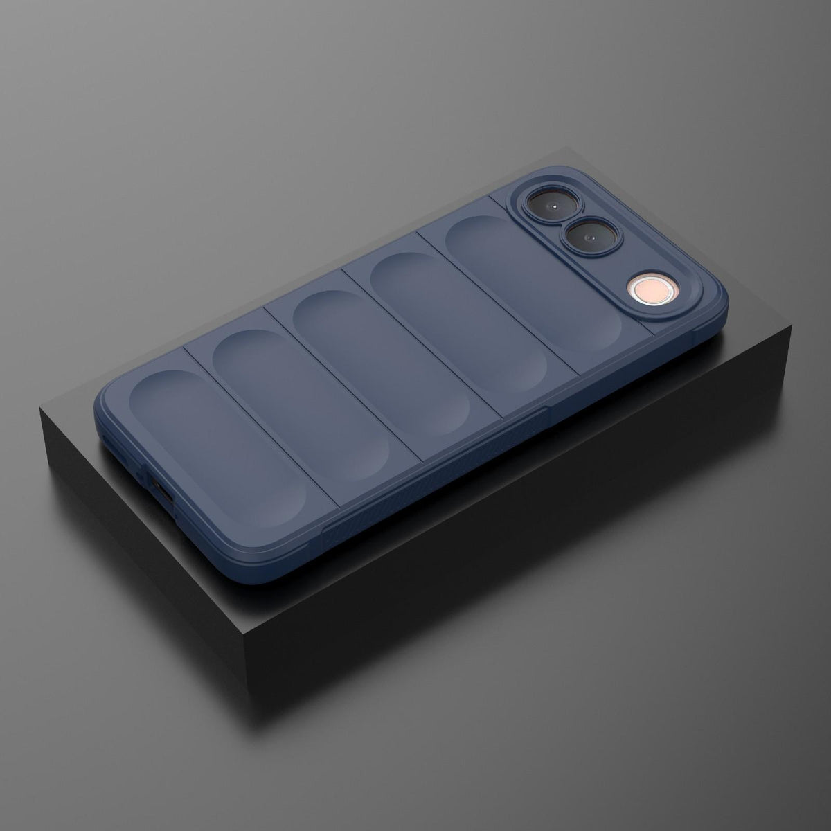 For vivo S2 5G Global Magic Shield TPU + Flannel Phone Case - Dark Blue - EDA004636956G