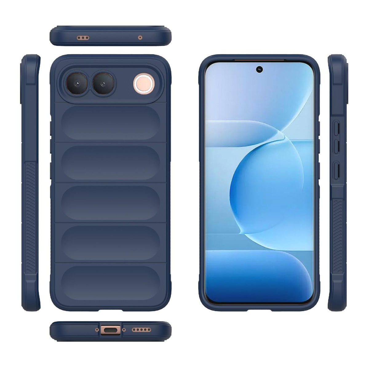 For vivo S2 5G Global Magic Shield TPU + Flannel Phone Case - Dark Blue - EDA004636956G