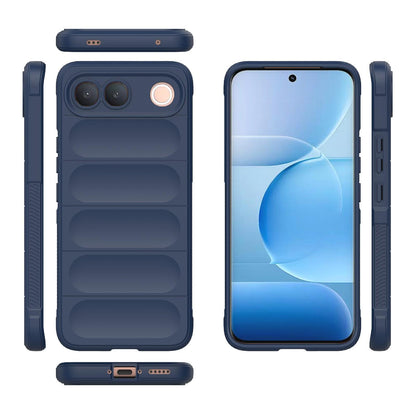 For vivo S2 5G Global Magic Shield TPU + Flannel Phone Case - Dark Blue - EDA004636956G