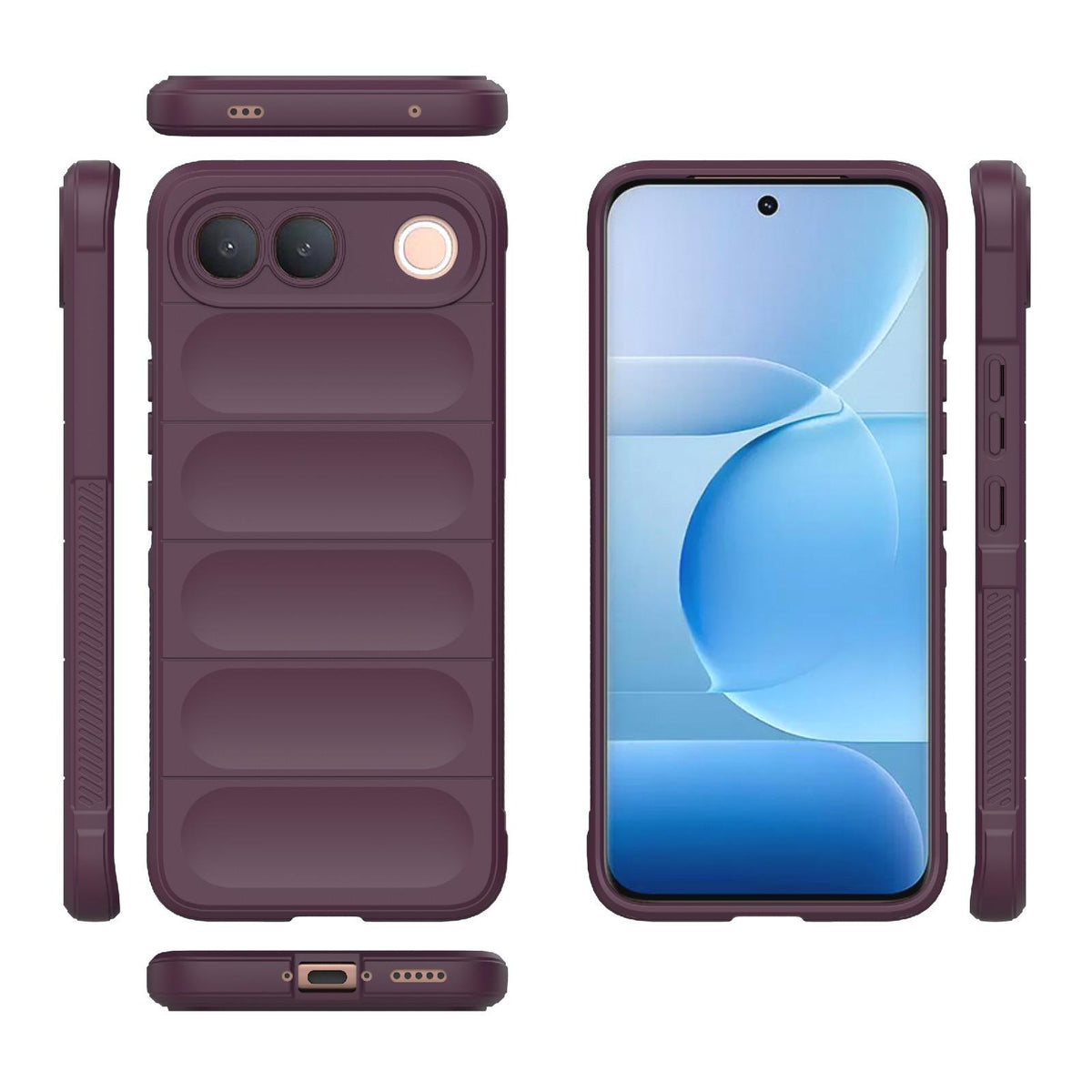 For vivo S2 5G Global Magic Shield TPU + Flannel Phone Case - Wine Red - EDA004636956I