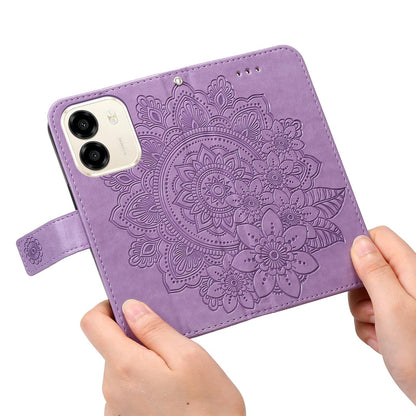 For Honor X6e 4G / X7e 4G / Play 80 Plus 5G Seven-petal Flowers Embossing Leather Phone Case - Light Purple - EDA004647839A