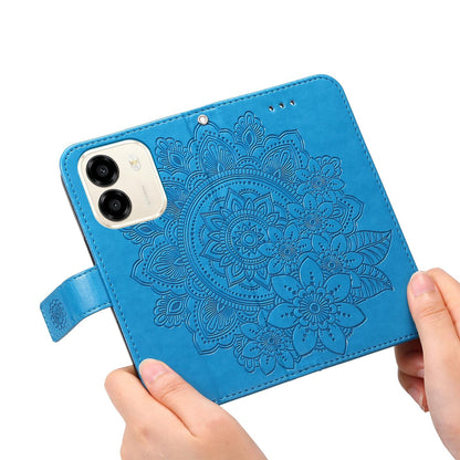 For Honor X6e 4G / X7e 4G / Play 80 Plus 5G Seven-petal Flowers Embossing Leather Phone Case - Blue - EDA004647839B