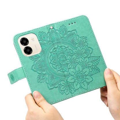 For Honor X6e 4G / X7e 4G / Play 80 Plus 5G Seven-petal Flowers Embossing Leather Phone Case - Green - EDA004647839C