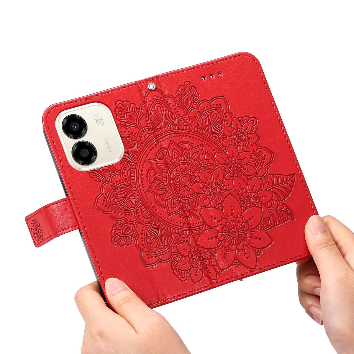 For Honor X6e 4G / X7e 4G / Play 80 Plus 5G Seven-petal Flowers Embossing Leather Phone Case - Red - EDA004647839D