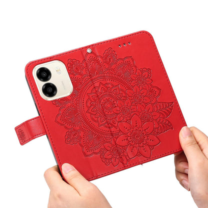For Honor X6e 4G / X7e 4G / Play 80 Plus 5G Seven-petal Flowers Embossing Leather Phone Case - Red - EDA004647839D