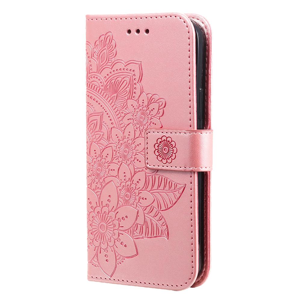 For Honor 600 Smart 5G Seven-petal Flowers Embossing Leather Phone Case(Rose Gold)