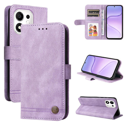 For Honor 600 Smart 5G Skin Feel Life Tree Metal Button Leather Phone Case(Purple)