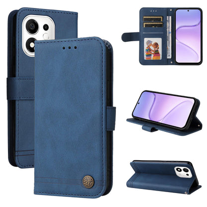 For Honor 600 Smart 5G Skin Feel Life Tree Metal Button Leather Phone Case(Blue)