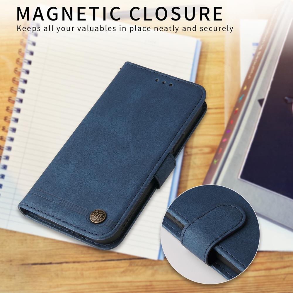 For Honor 600 Smart 5G Skin Feel Life Tree Metal Button Leather Phone Case(Blue)