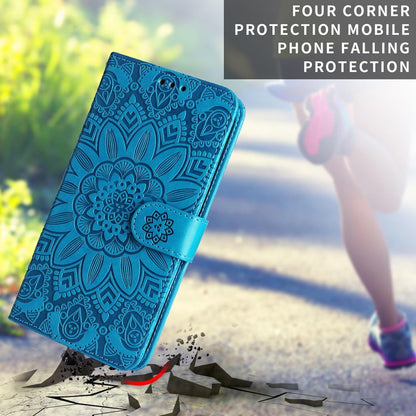 For Honor 600 Smart 5G Embossed Sunflower Leather Phone Case(Blue)