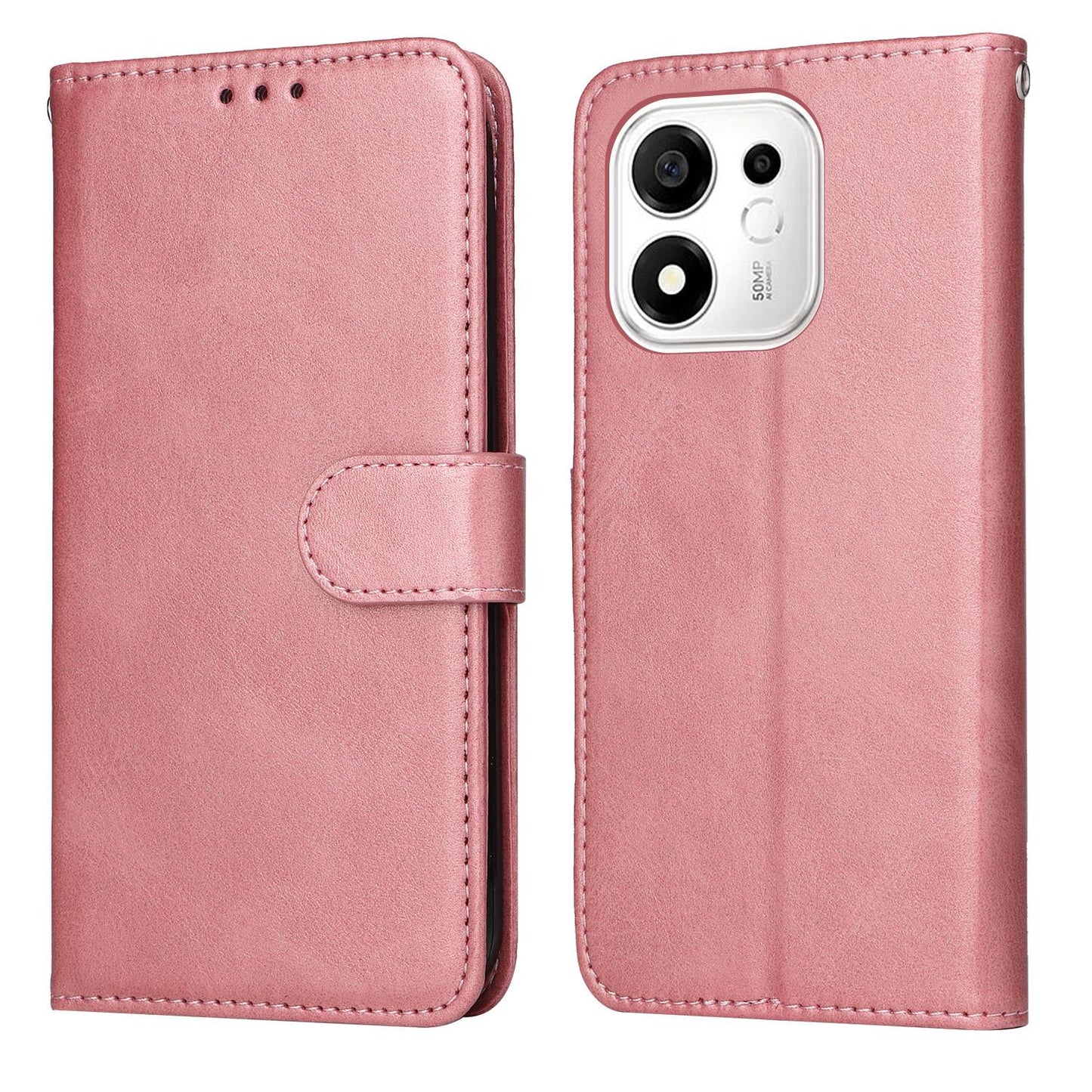 For Honor 600 Smart 5G Classic Calf Texture Flip Leather Phone Case(Rose Gold)