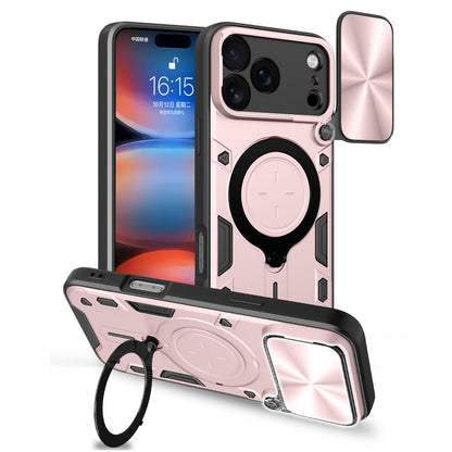 For iPhone 18 Pro Max CD Texture Sliding Camshield Magnetic Holder Phone Case - Pink - EDA004654927A