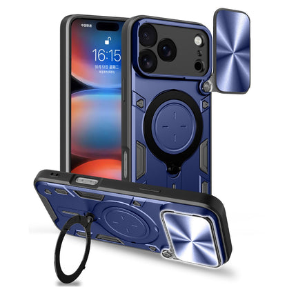 For iPhone 18 Pro Max CD Texture Sliding Camshield Magnetic Holder Phone Case - Blue - EDA004654927D