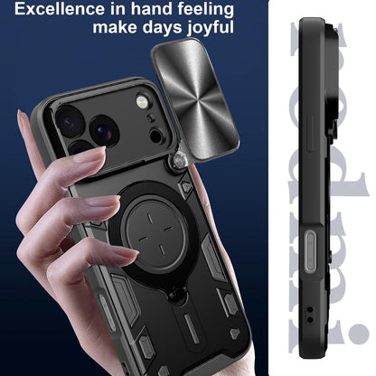 For iPhone 18 Pro Max CD Texture Sliding Camshield Magnetic Holder Phone Case - Blue - EDA004654927D