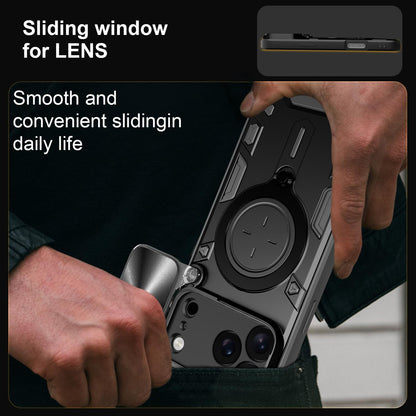 For iPhone 18 Pro Max CD Texture Sliding Camshield Magnetic Holder Phone Case - Blue - EDA004654927D