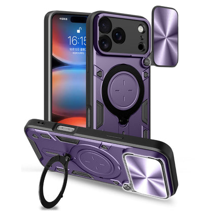 For iPhone 18 Pro Max CD Texture Sliding Camshield Magnetic Holder Phone Case - Purple - EDA004654927F