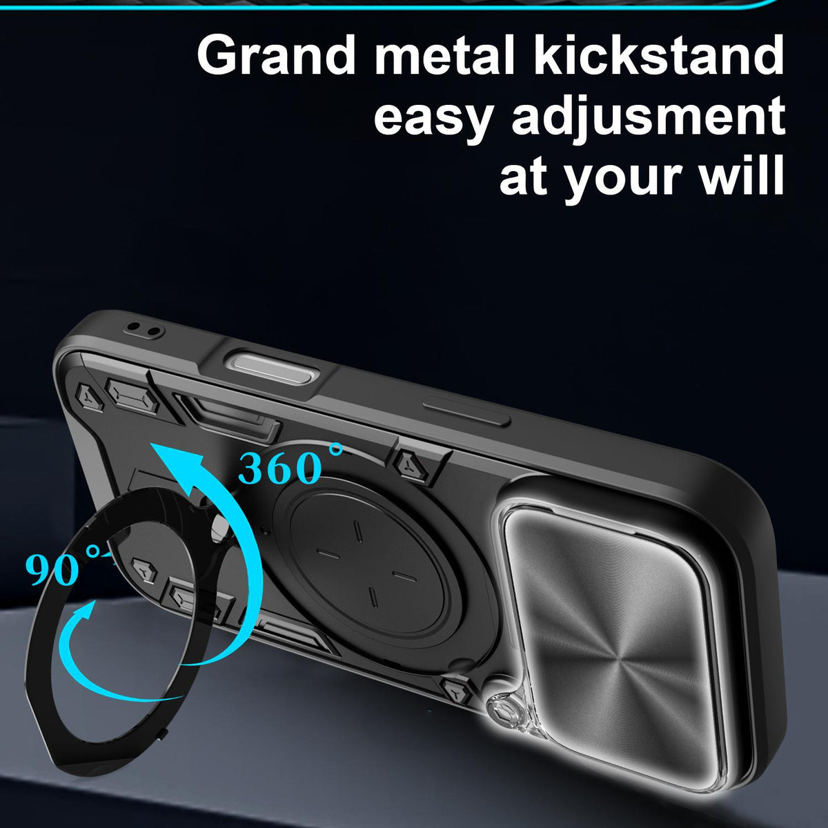 For iPhone 18 Pro CD Texture Sliding Camshield Magnetic Holder Phone Case - Black - EDA004654928B