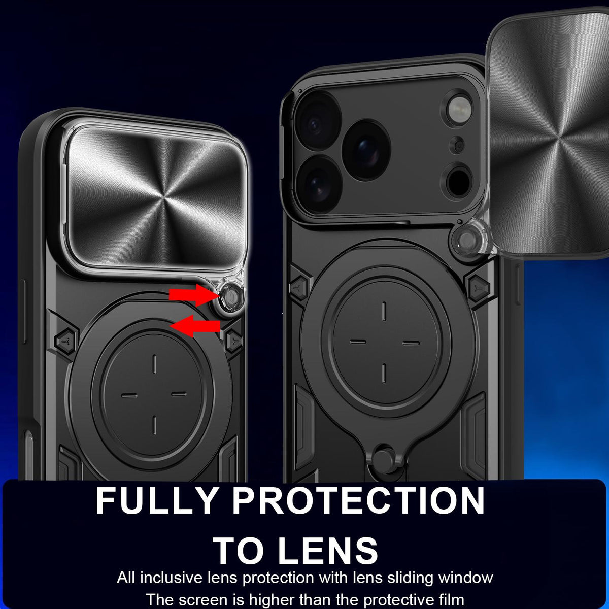 For iPhone 18 Pro CD Texture Sliding Camshield Magnetic Holder Phone Case - Black - EDA004654928B