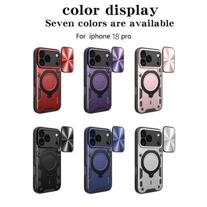 For iPhone 18 Pro CD Texture Sliding Camshield Magnetic Holder Phone Case - Blue - EDA004654928D