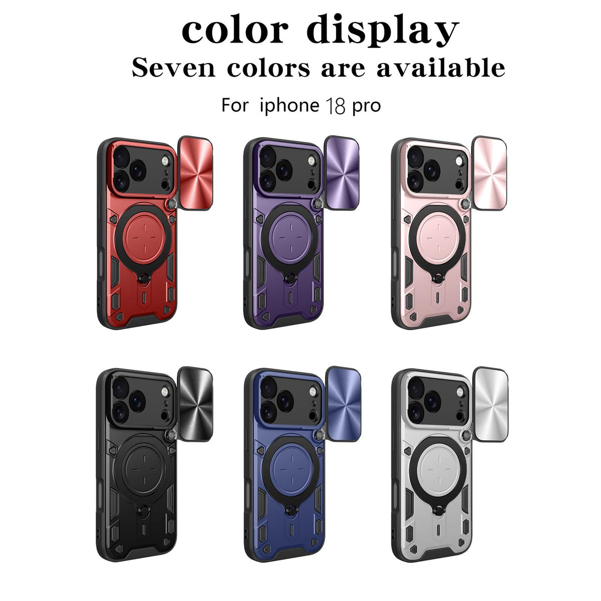 For iPhone 18 Pro CD Texture Sliding Camshield Magnetic Holder Phone Case - Purple - EDA004654928F