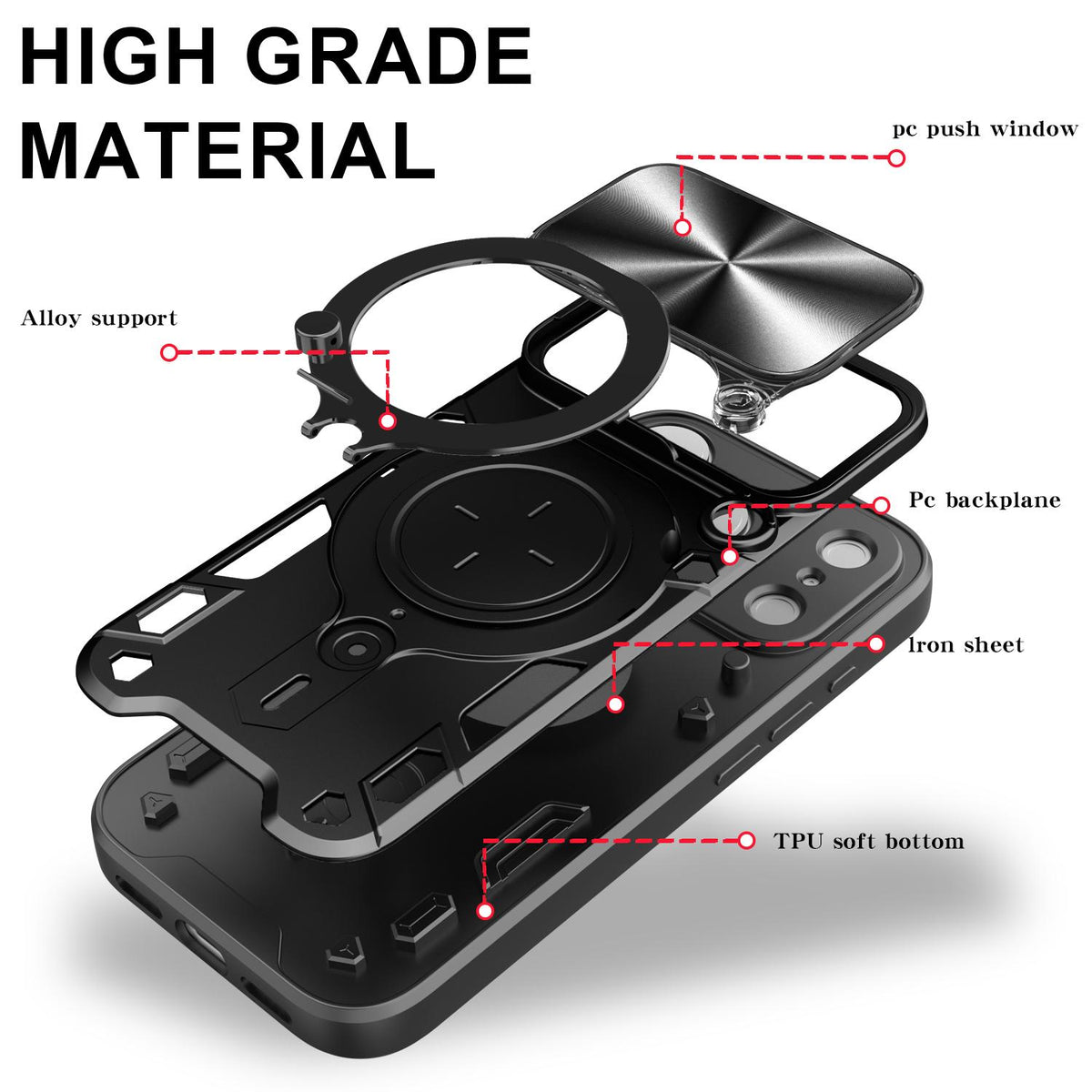 For iPhone 18 Pro CD Texture Sliding Camshield Magnetic Holder Phone Case - Purple - EDA004654928F