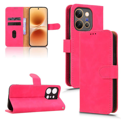 For vivo X300 E 5G Skin Feel Magnetic Flip Leather Phone Case - Rose Red - EDA004671644D