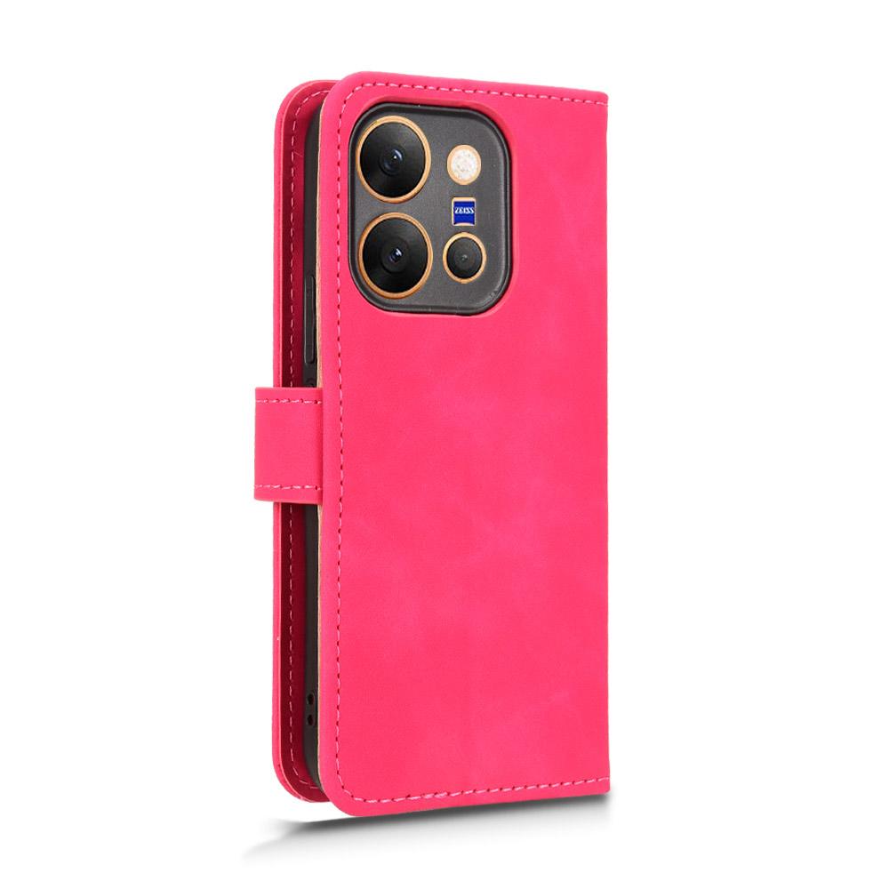 For vivo X300 E 5G Skin Feel Magnetic Flip Leather Phone Case - Rose Red - EDA004671644D
