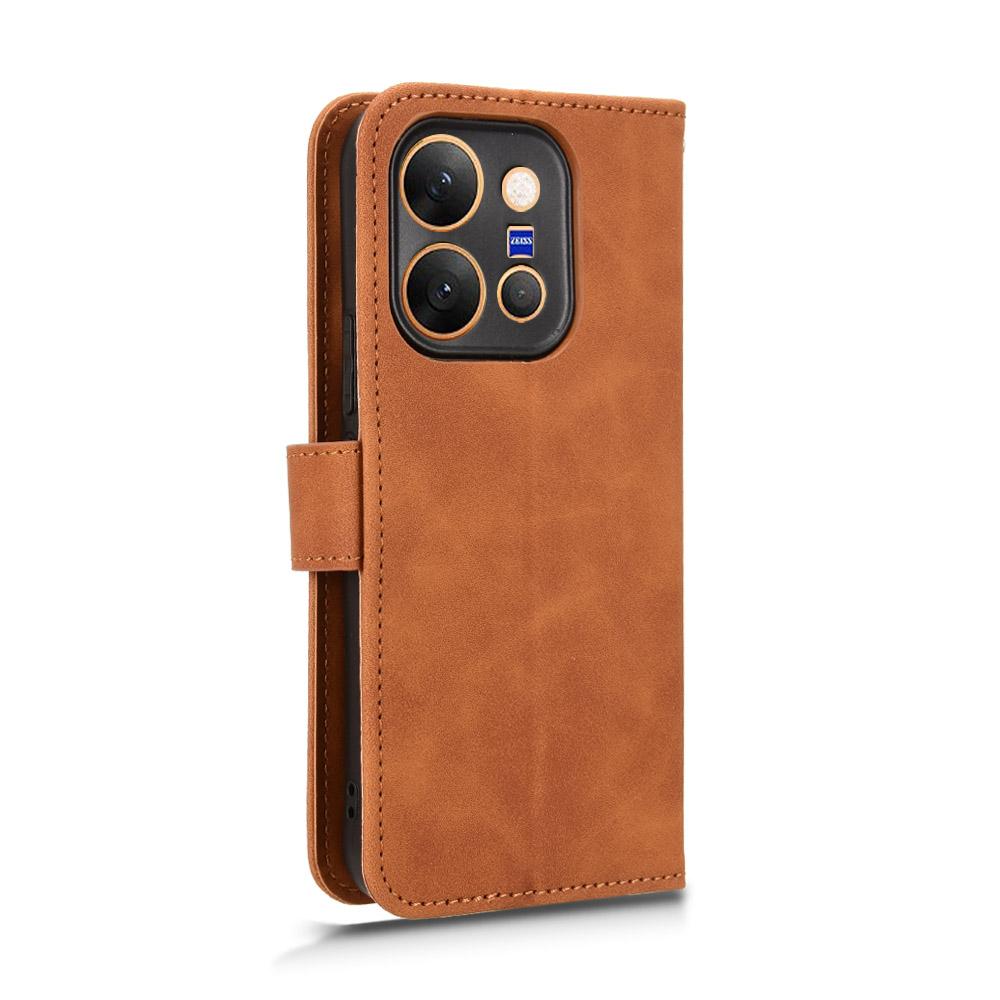 For vivo X300 E 5G Skin Feel Magnetic Flip Leather Phone Case - Brown - EDA004671644E