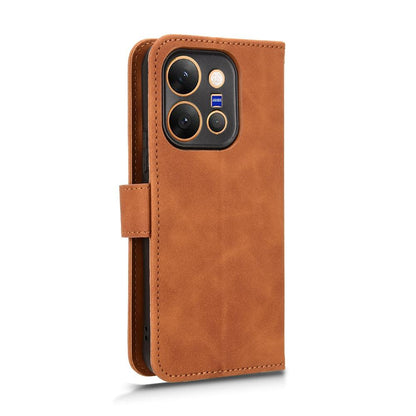 For vivo X300 E 5G Skin Feel Magnetic Flip Leather Phone Case - Brown - EDA004671644E