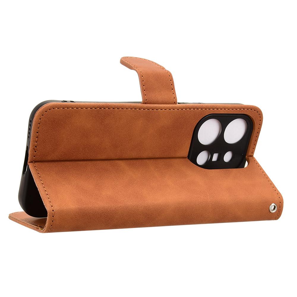 For vivo X300 E 5G Skin Feel Magnetic Flip Leather Phone Case - Brown - EDA004671644E