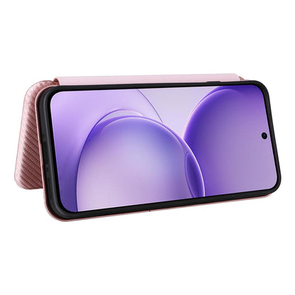 For OPPO Reno16 F 5G / Reno16 FS 5G Carbon Fiber Texture Flip Leather Phone Case - Pink - EDA004672735A