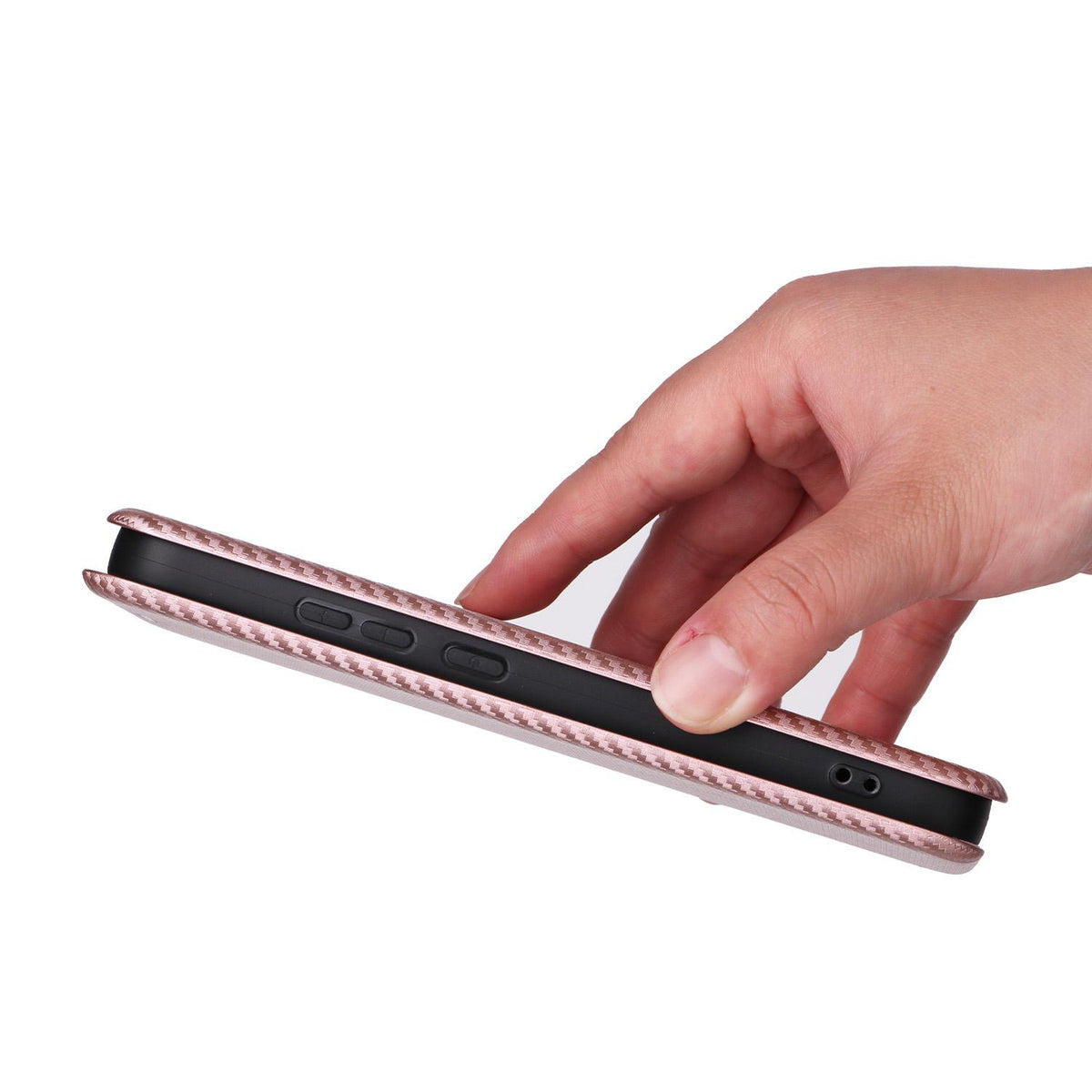 For OPPO Reno16 F 5G / Reno16 FS 5G Carbon Fiber Texture Flip Leather Phone Case - Pink - EDA004672735A