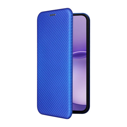 For OPPO Reno16 F 5G / Reno16 FS 5G Carbon Fiber Texture Flip Leather Phone Case - Blue - EDA004672735C