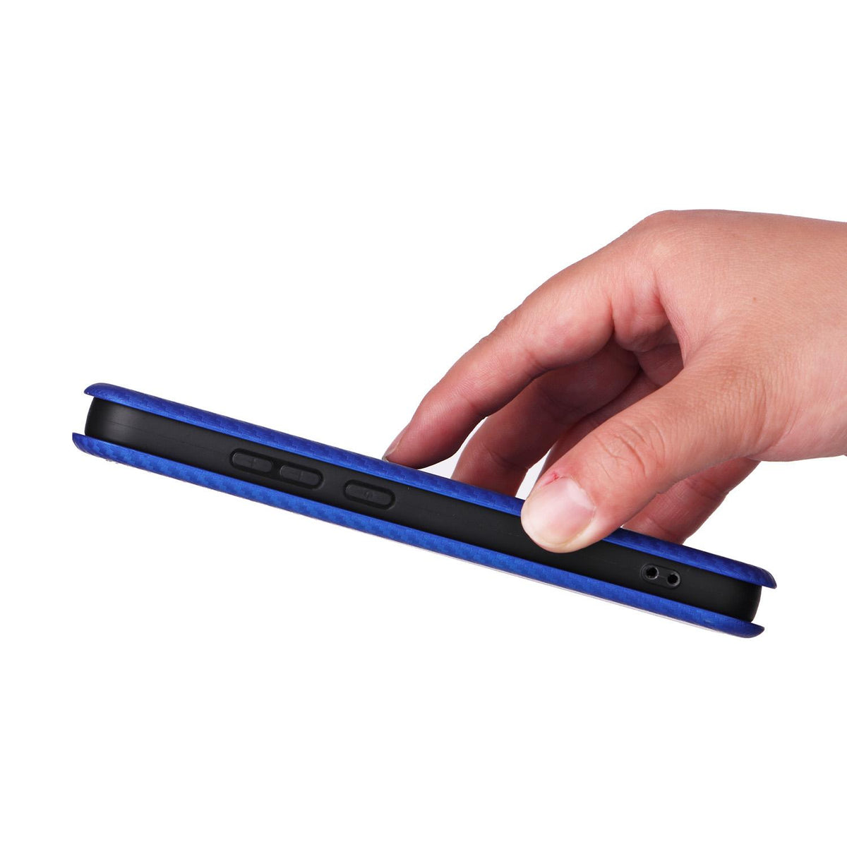 For OPPO Reno16 F 5G / Reno16 FS 5G Carbon Fiber Texture Flip Leather Phone Case - Blue - EDA004672735C