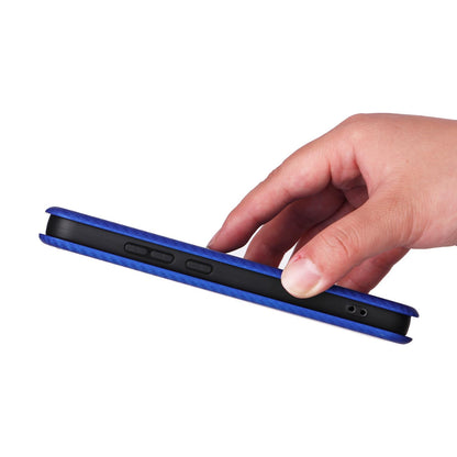 For OPPO Reno16 F 5G / Reno16 FS 5G Carbon Fiber Texture Flip Leather Phone Case - Blue - EDA004672735C