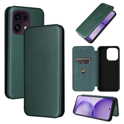 For OPPO Reno16 F 5G / Reno16 FS 5G Carbon Fiber Texture Flip Leather Phone Case - Green - EDA004672735D