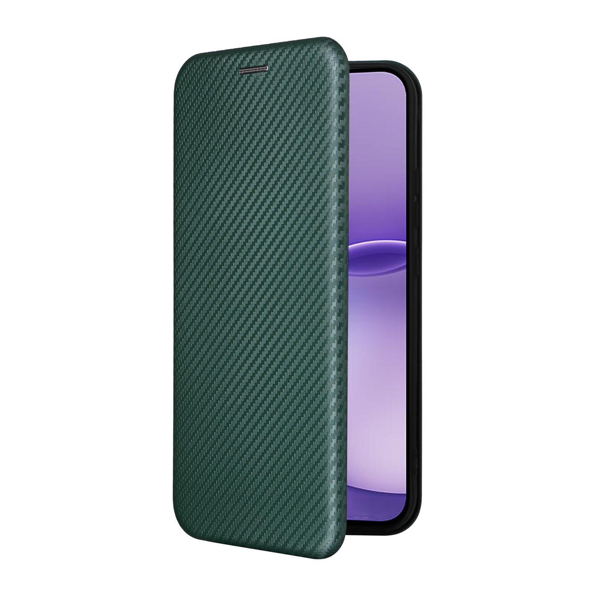 For OPPO Reno16 F 5G / Reno16 FS 5G Carbon Fiber Texture Flip Leather Phone Case - Green - EDA004672735D