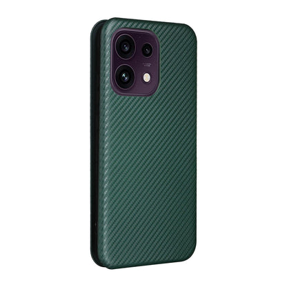 For OPPO Reno16 F 5G / Reno16 FS 5G Carbon Fiber Texture Flip Leather Phone Case - Green - EDA004672735D