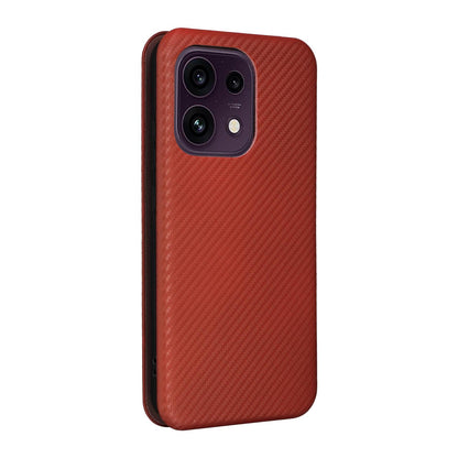 For OPPO Reno16 F 5G / Reno16 FS 5G Carbon Fiber Texture Flip Leather Phone Case - Brown - EDA004672735E