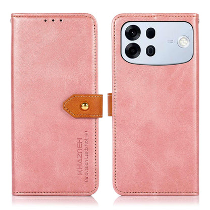 For OPPO A7 Pro Max 5G KHAZNEH Dual-color Cowhide Texture Flip Leather Phone Case(Rose Gold)
