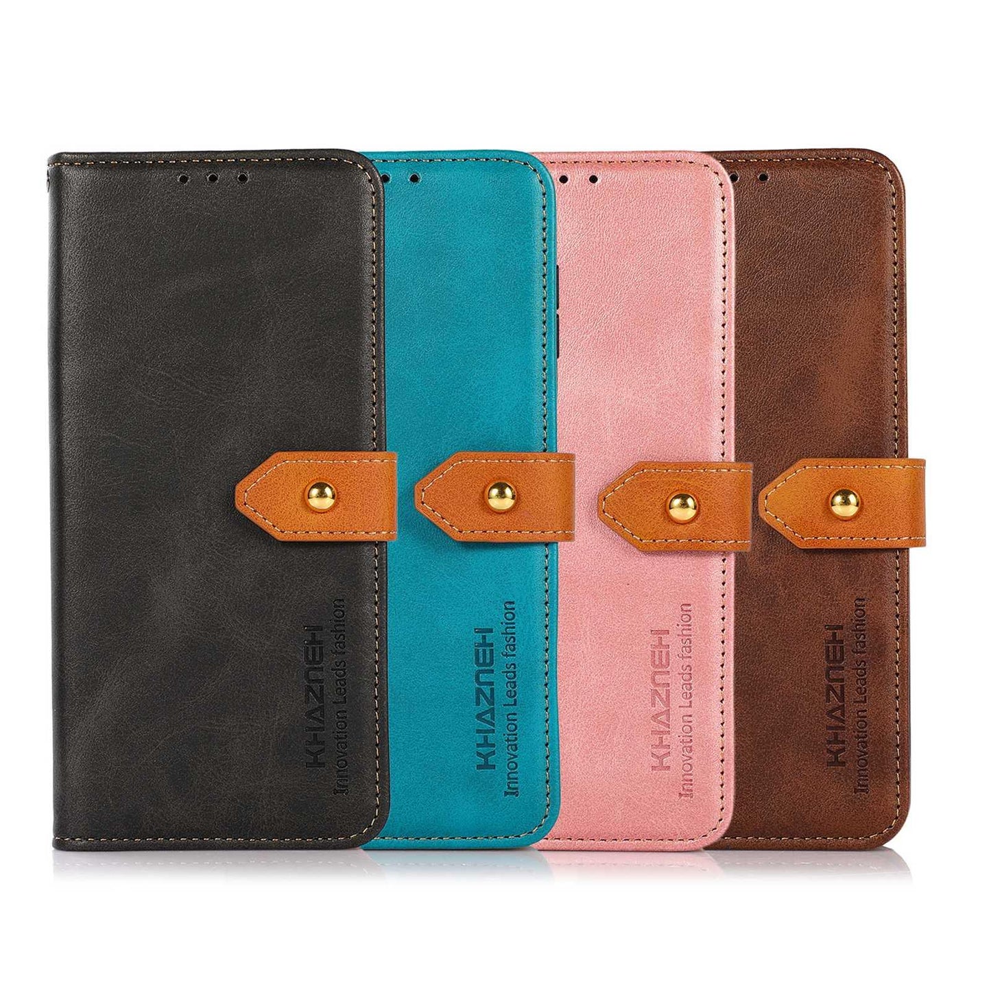 For OPPO A7 Pro Max 5G KHAZNEH Dual-color Cowhide Texture Flip Leather Phone Case(Rose Gold)