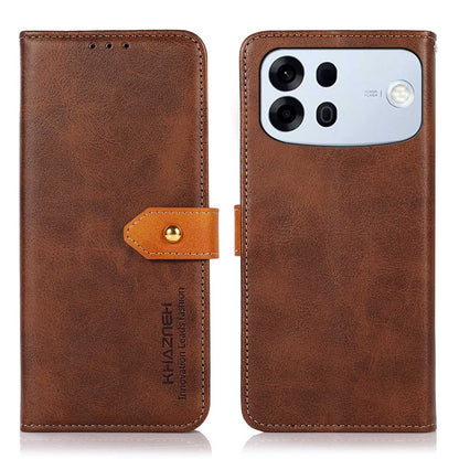 For OPPO A7 Pro Max 5G KHAZNEH Dual-color Cowhide Texture Flip Leather Phone Case(Brown)