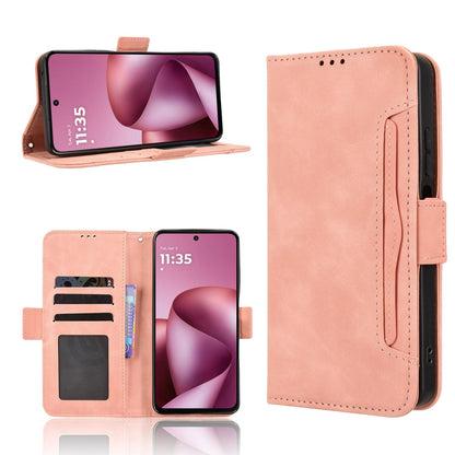 For Motorola Moto G37 / G47 / G37 Power Skin Feel Calf Texture Card Slots Leather Phone Case - Pink - EDA004684345A