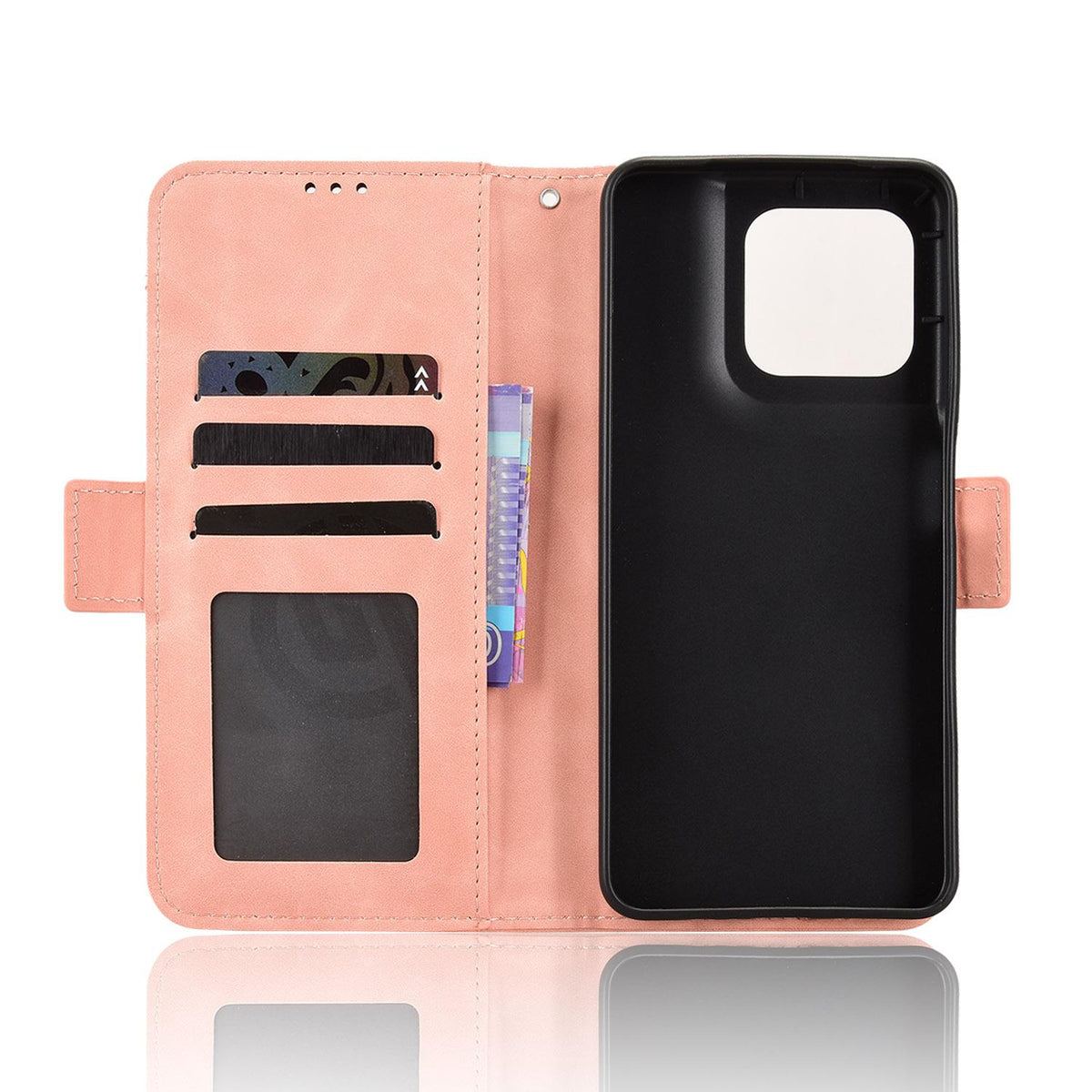 For Motorola Moto G37 / G47 / G37 Power Skin Feel Calf Texture Card Slots Leather Phone Case - Pink - EDA004684345A