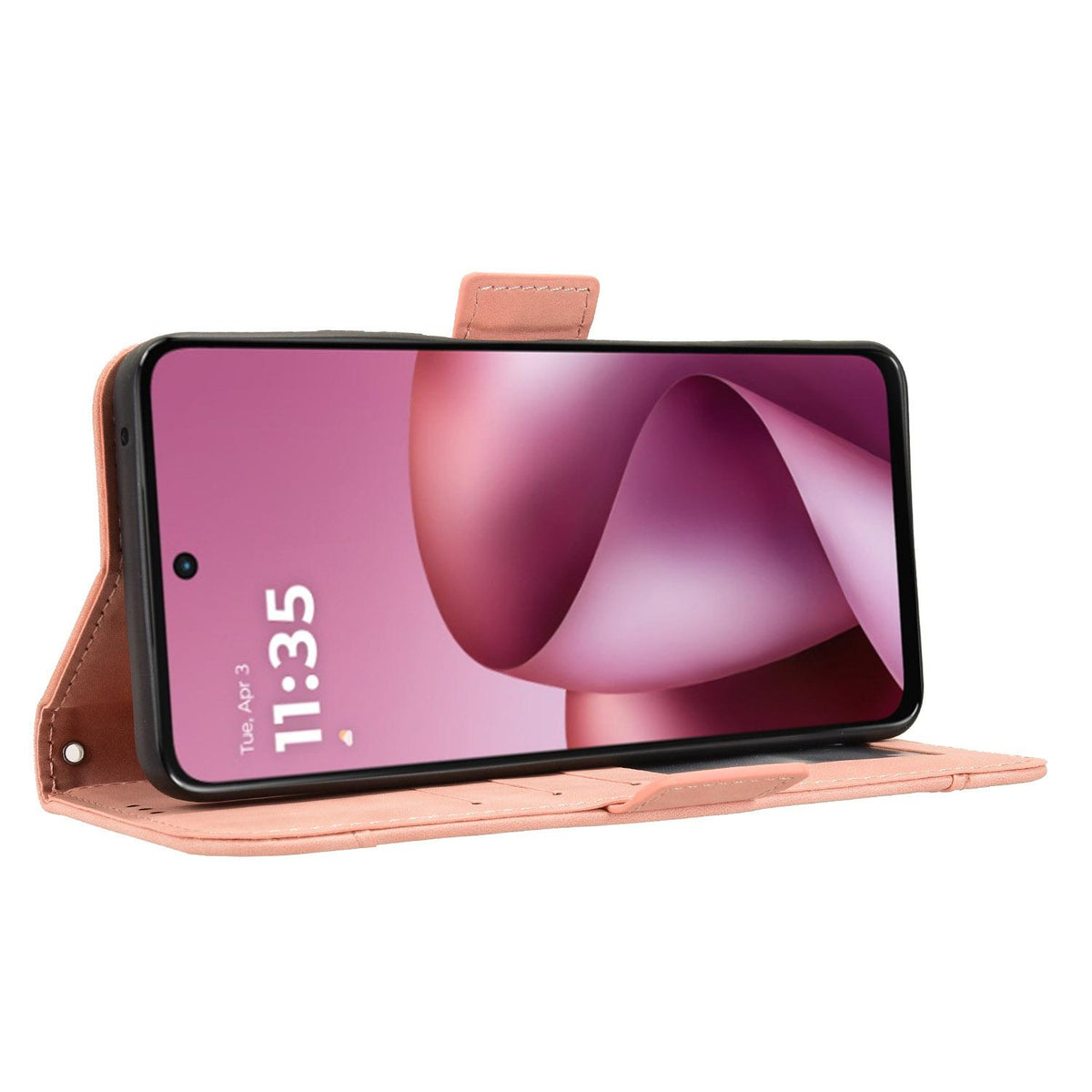 For Motorola Moto G37 / G47 / G37 Power Skin Feel Calf Texture Card Slots Leather Phone Case - Pink - EDA004684345A